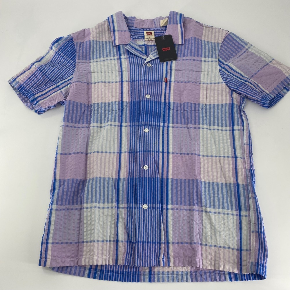 Levi's Relaxed Fit Mens Plaid Short Sleeve Button Up Shirt M